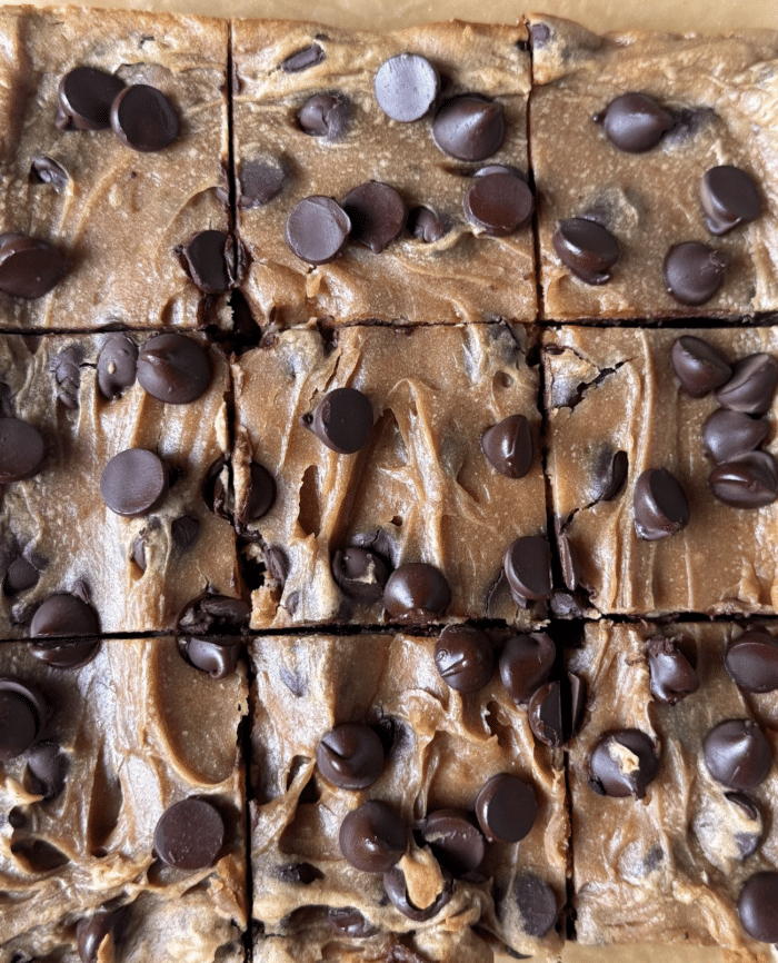 Sliced bars in pan.