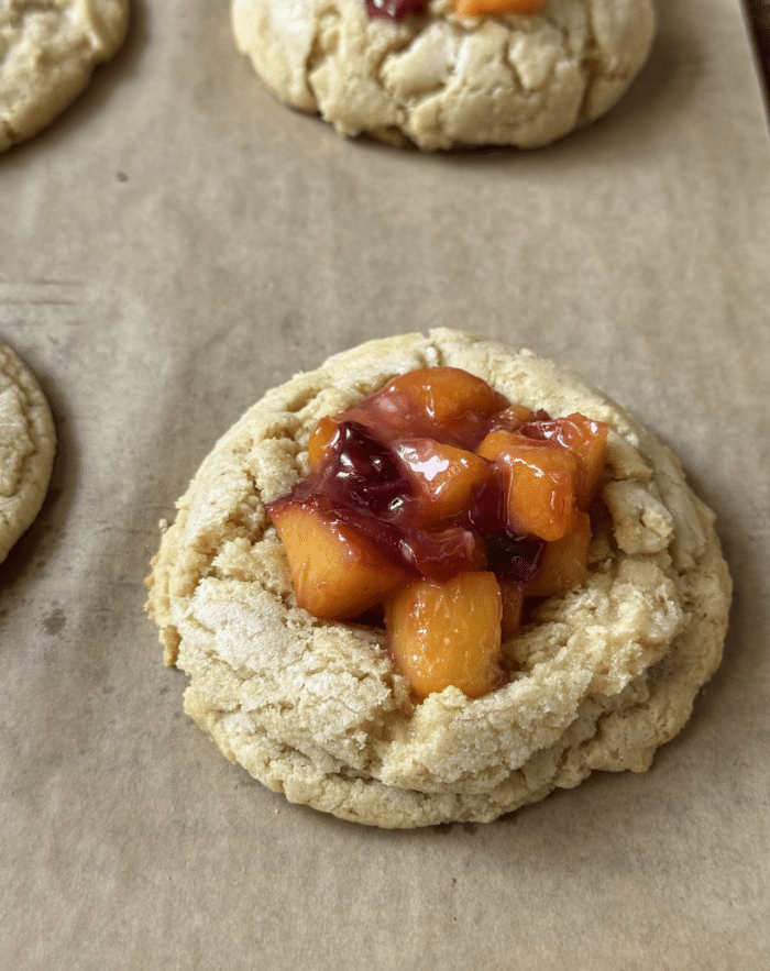 Sugar cookie with fruit.