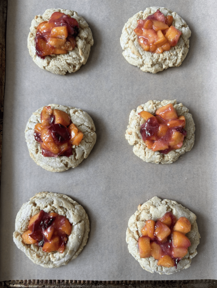Pan with peach cookies.