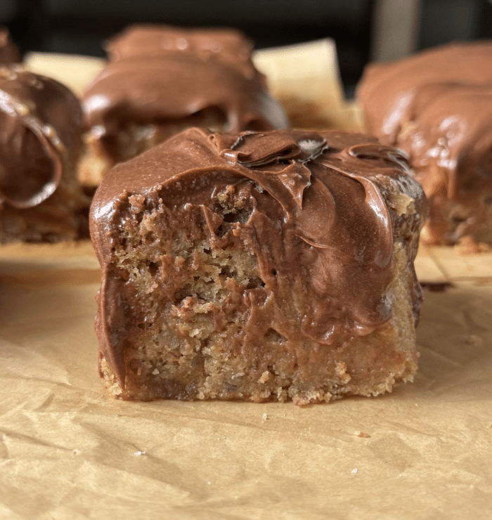 Banana bars frosted.