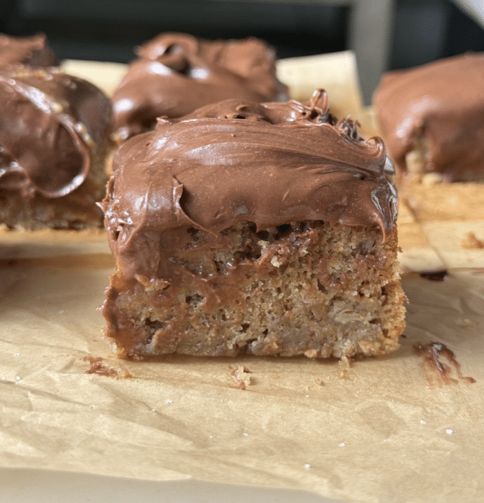 Gooey banana bread bars.