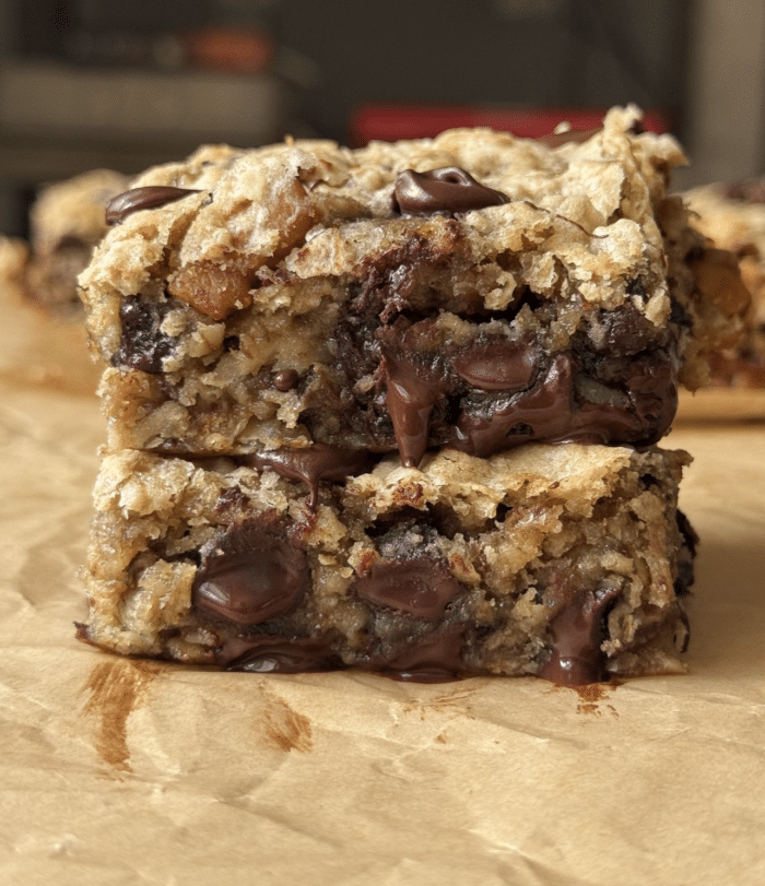 Stack of walnut squares.