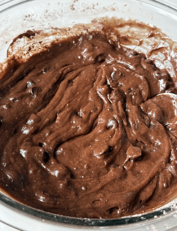 Chocolate batter in bowl.