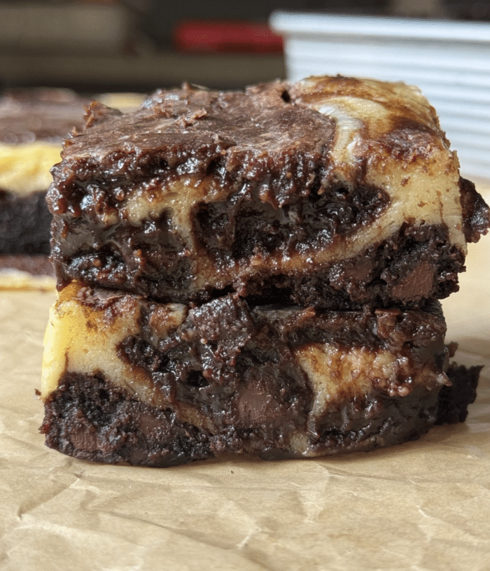 Stack of cream cheese bars.