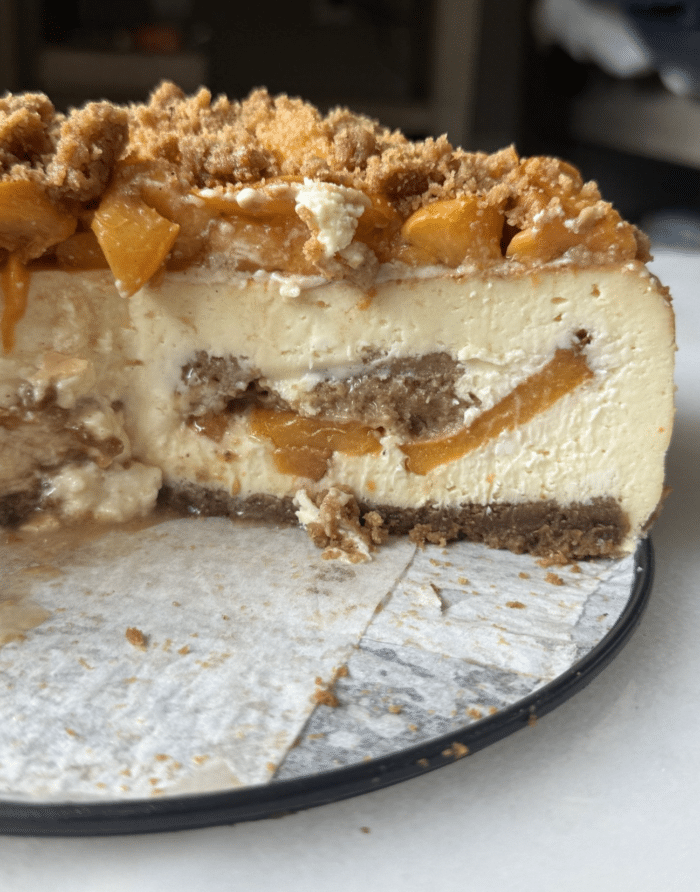 Peach cobbler crumb.