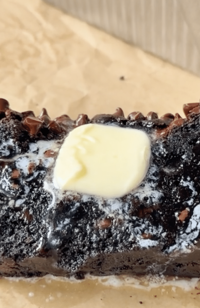 Brownie bread with butter.