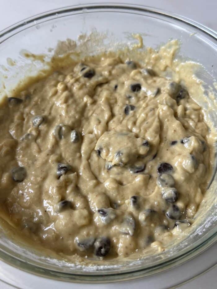 Batter in loaf bowl.