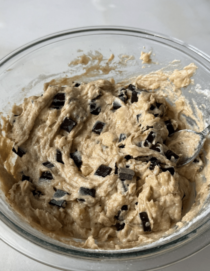 Chocolate chunk bread batter.