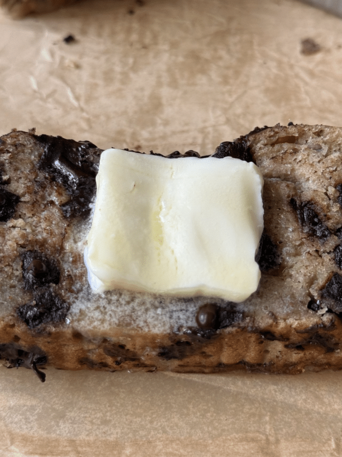 Bread slice with butter.