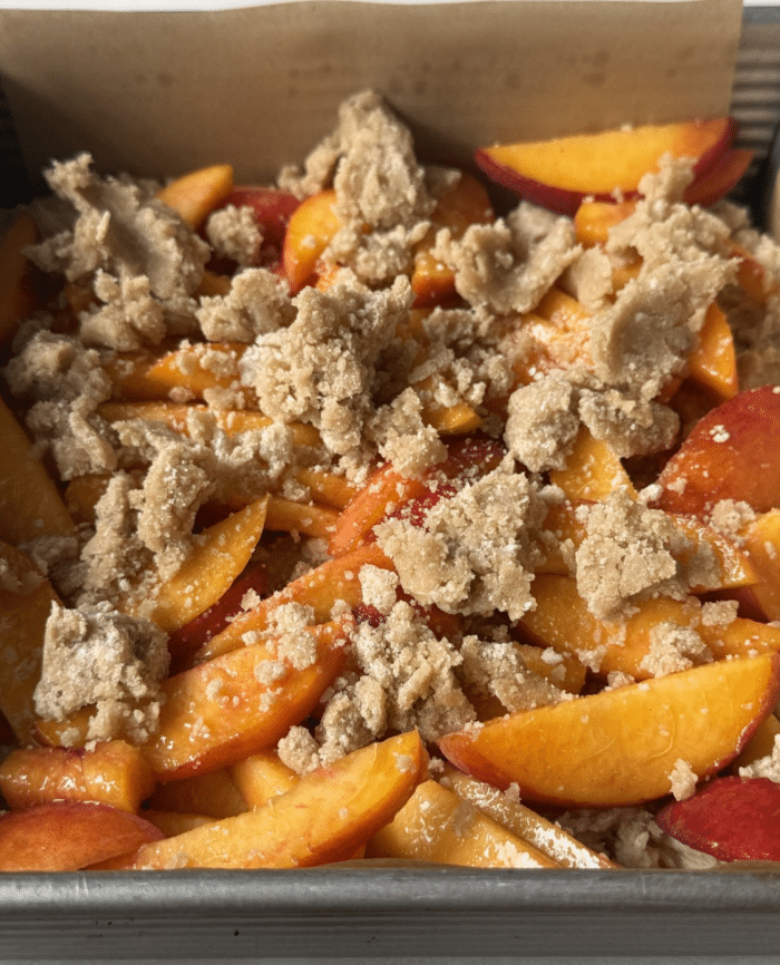 Crumble peach topping.