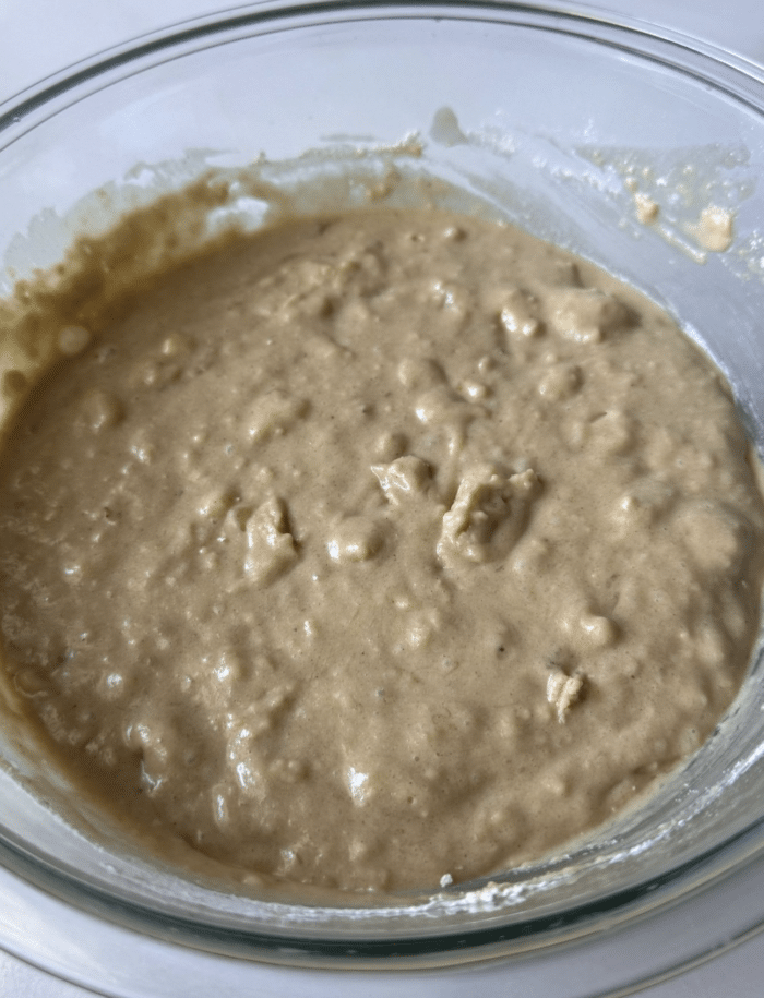 Yellow batter in bowl.