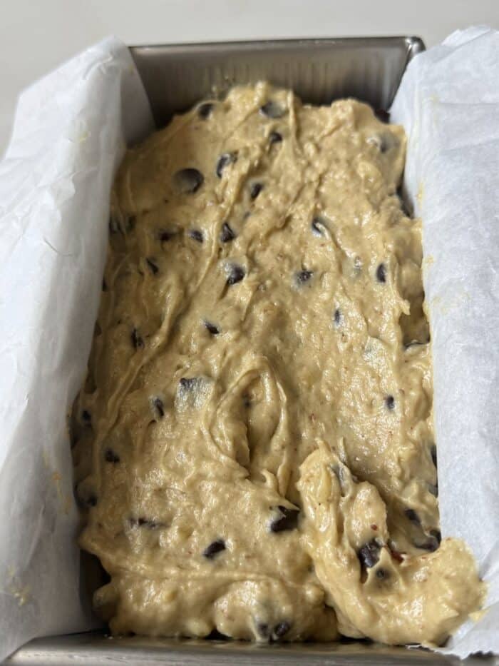 Chocolate chip loaf batter.