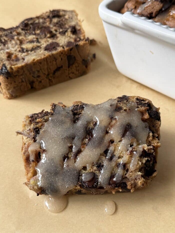Creamy bread slice.