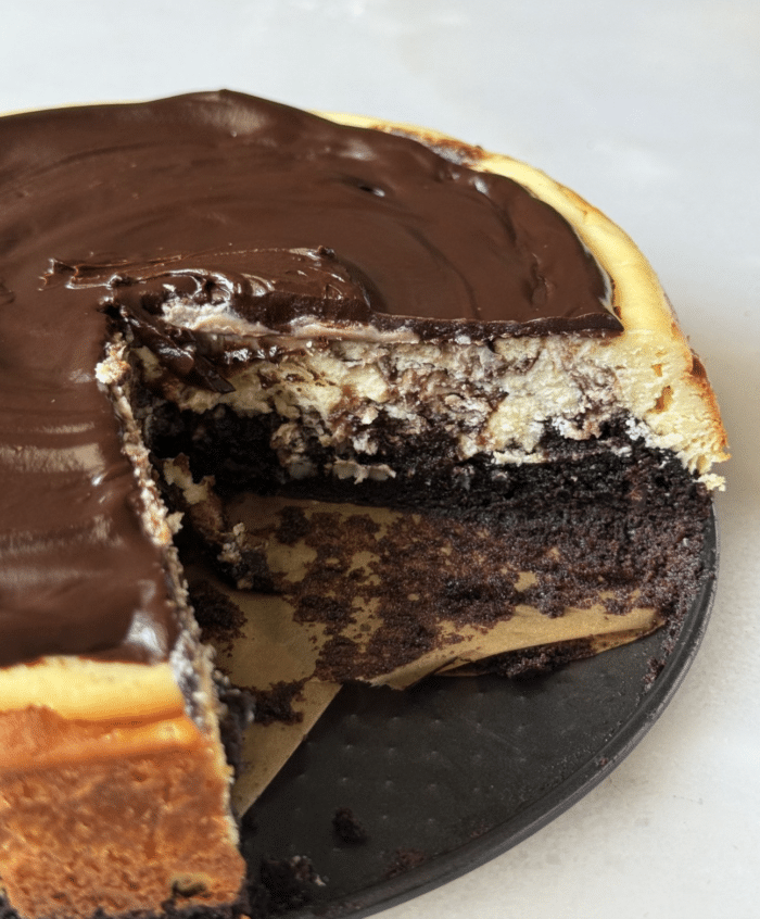 Chocolate swirl cheesecake.