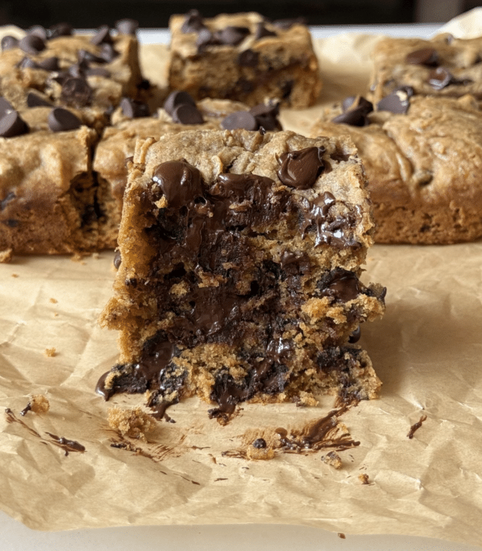 Bite of banana cookie bars.
