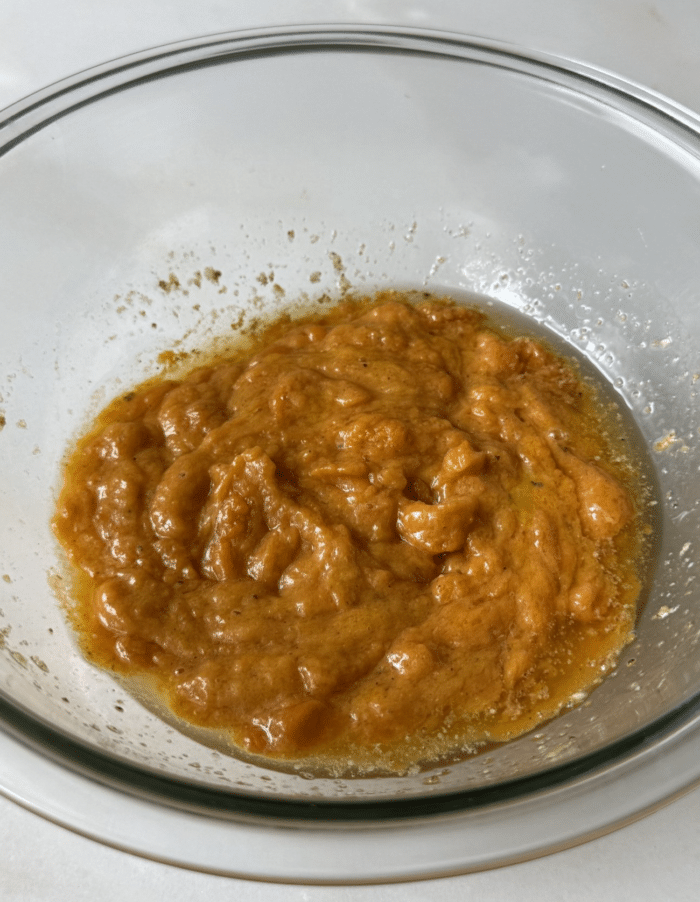 Orange buttery mixture.
