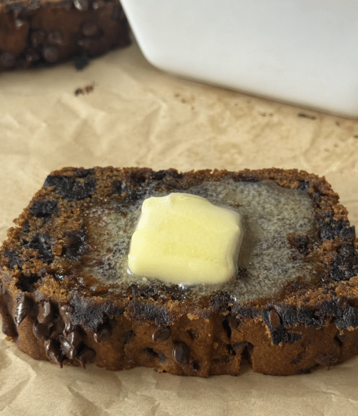 Close up of brown butter pumpkin bread.