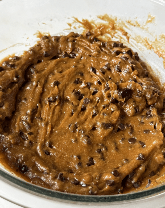 Pumpkin dough in bowl.