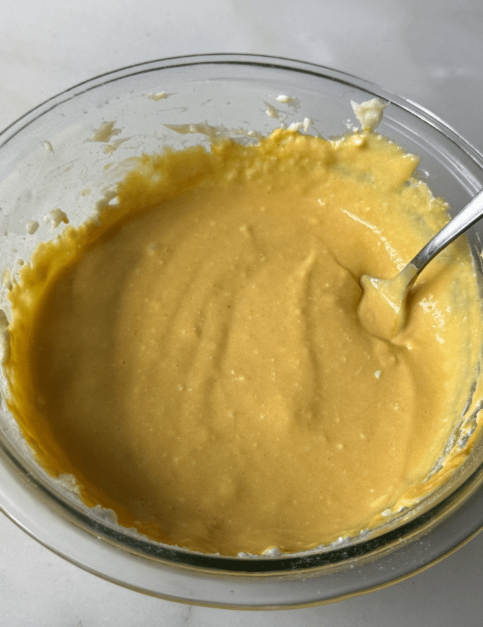 Orange creamy batter.