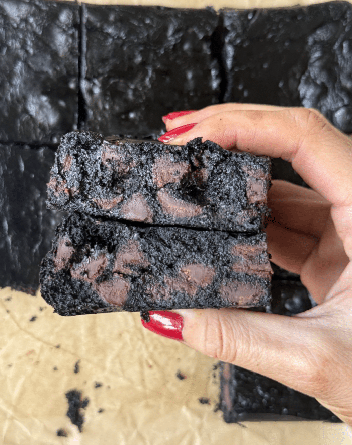 Stack of healthy pumpkin brownies.