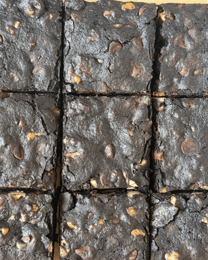 Sliced walnut squares.
