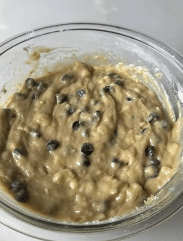 Chocolate chip batter bowl.