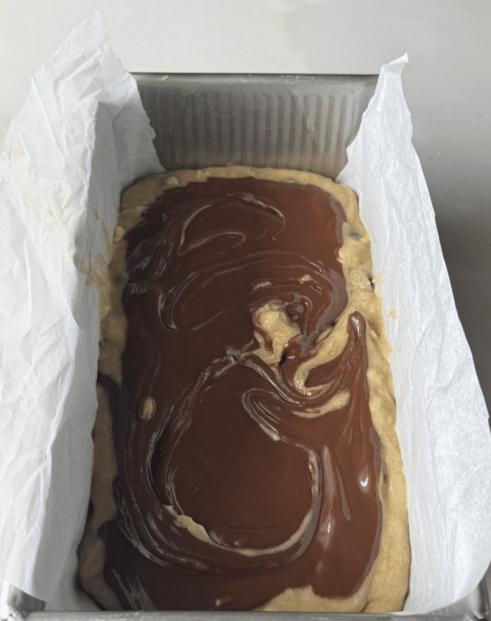 Layers of bread and chocolate.
