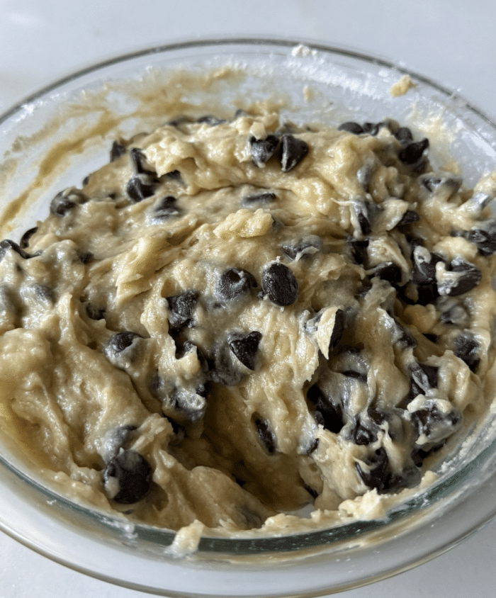 Chocolate chip banana bread batter.